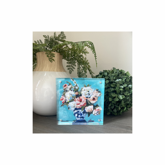 “Gentle Bloom” – Original Mini Floral in Acrylic Block Frame
