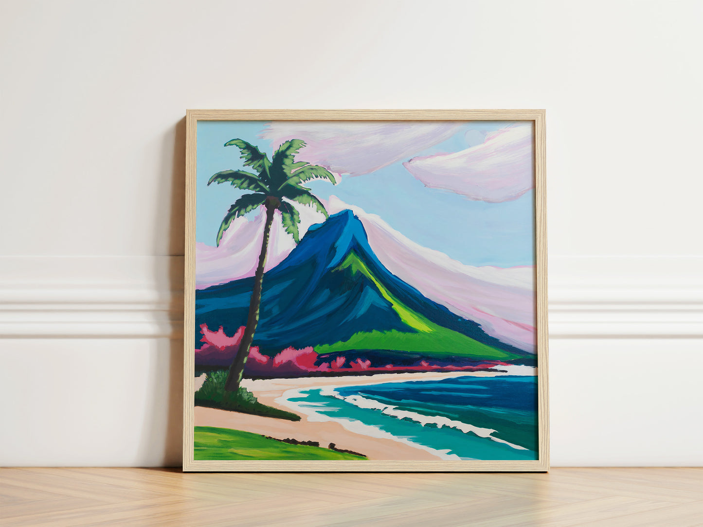 Palm Tree Beach Scene, Original Painting by Christen Zeleznik | Fine Art Print