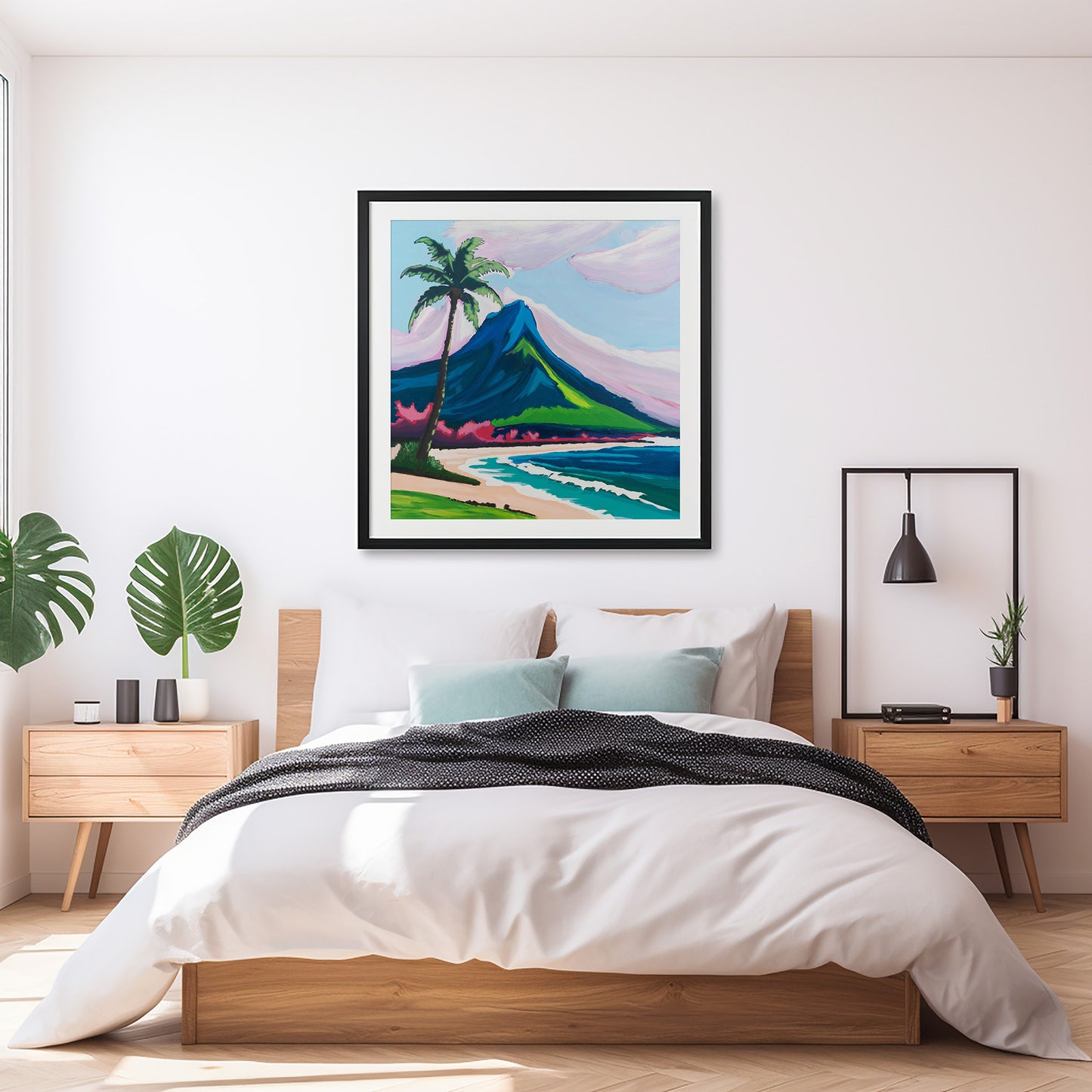 Palm Tree Beach Scene, Original Painting by Christen Zeleznik | Fine Art Print